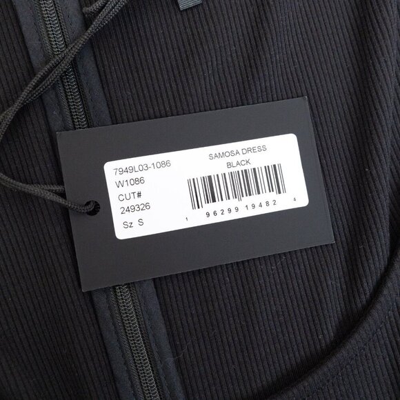 Paige Samosa Dress Midi Tiered Soft Ribbed Knit Black - Picture 11 of 16